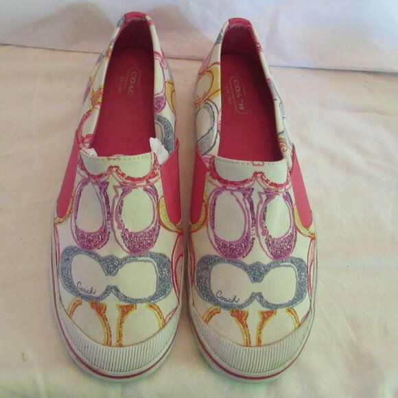 Coach Shoes - Coach Kaycee White and Multicolor Slip-On Sneakers Size 8B Leatherware Good Cond